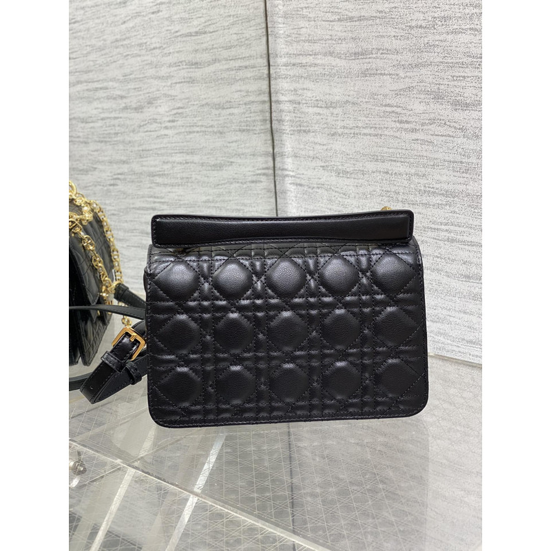 D*or jolie tote small  black cowhide rattan bag