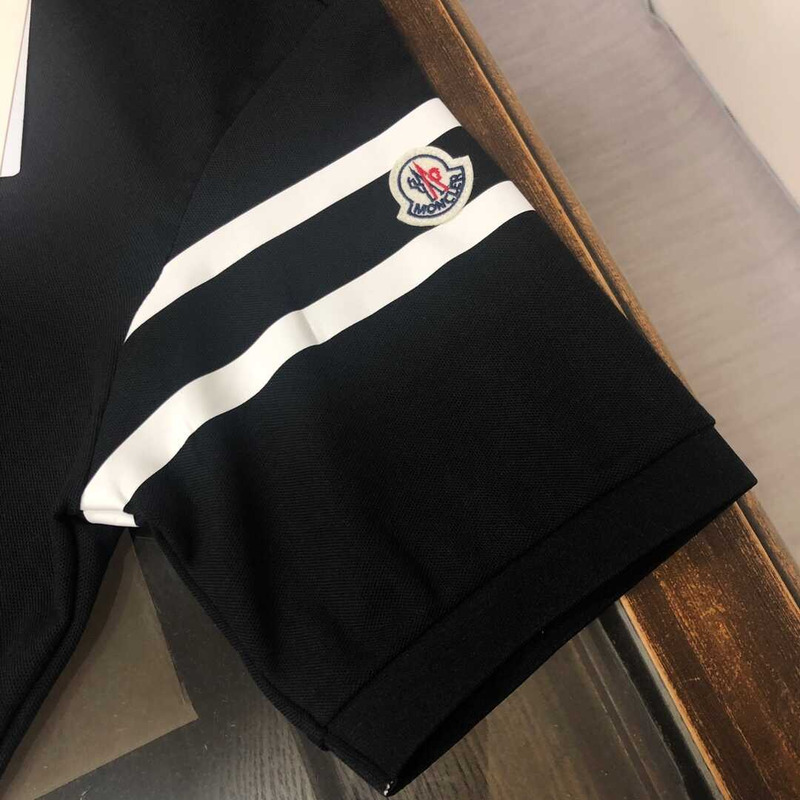 Moncler Logo-embroidered Polo Shirt Cotton Black