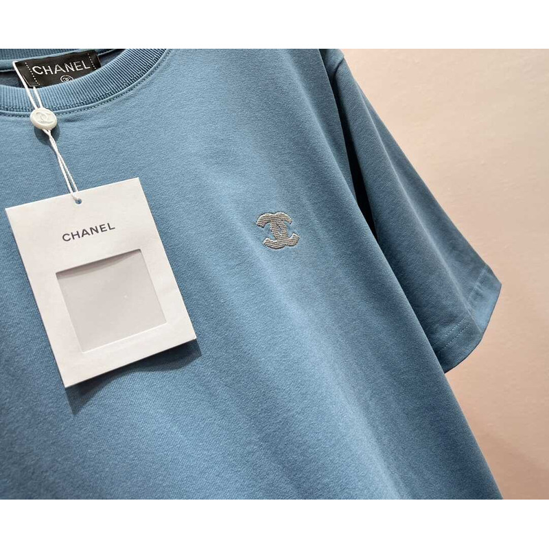 Ch*el cotton t-shirt blue