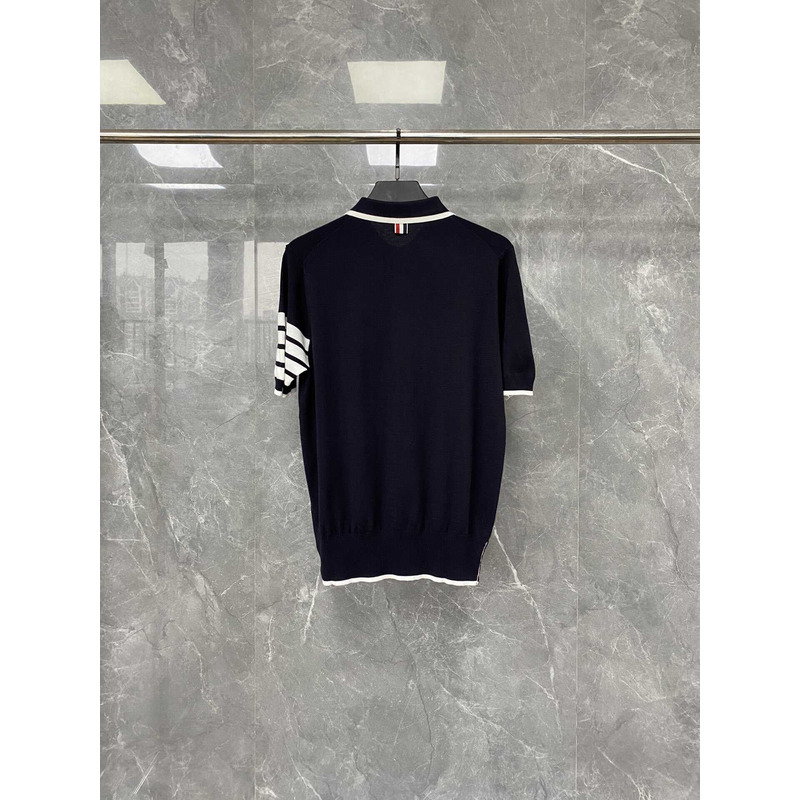 Thom Browne  Cotton 4-Bar Short Sleeve Polo Black