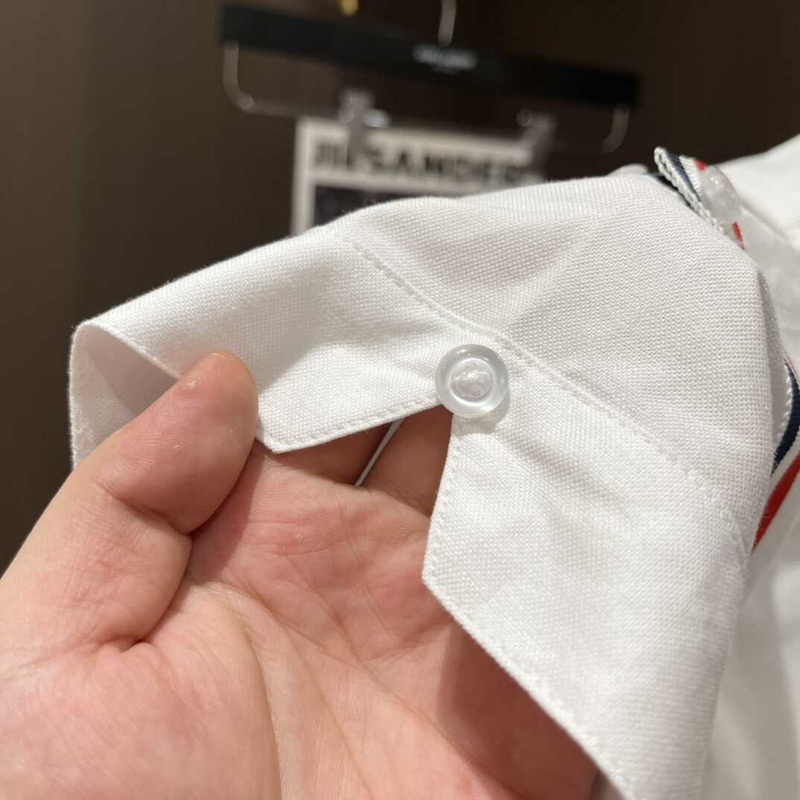Thom Browne RWB Striped Polo Shirt White