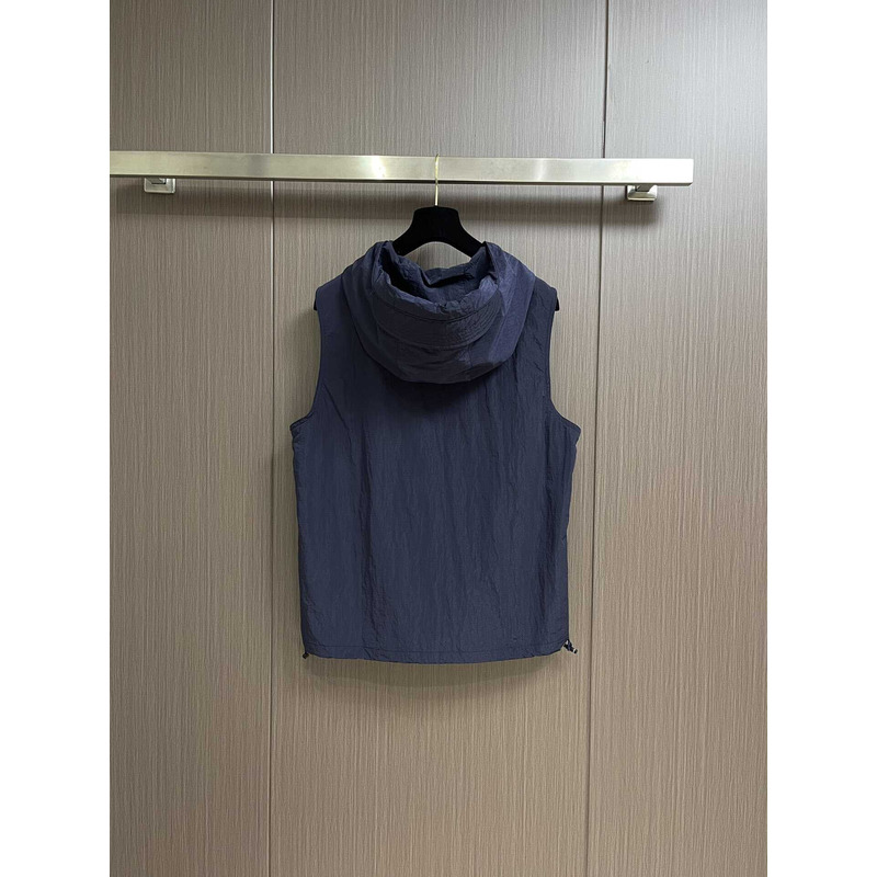 Thom Browne 4-Bar Striped Zipped Ripstop Hooded Gilet Blue