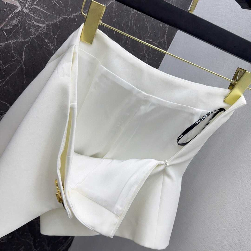Valentino Crepe Couture Short Skirt White