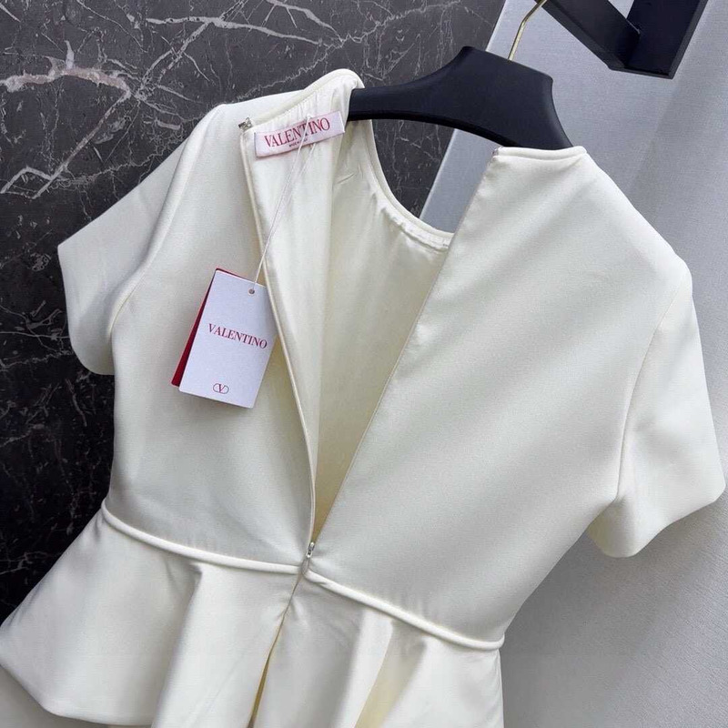 Valentino Garavani Mini Dress Wool-silk Bow-detail Ivory
