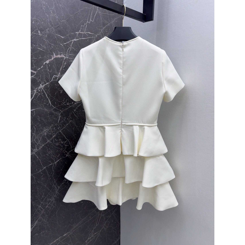 Valentino Garavani Mini Dress Wool-silk Bow-detail Ivory