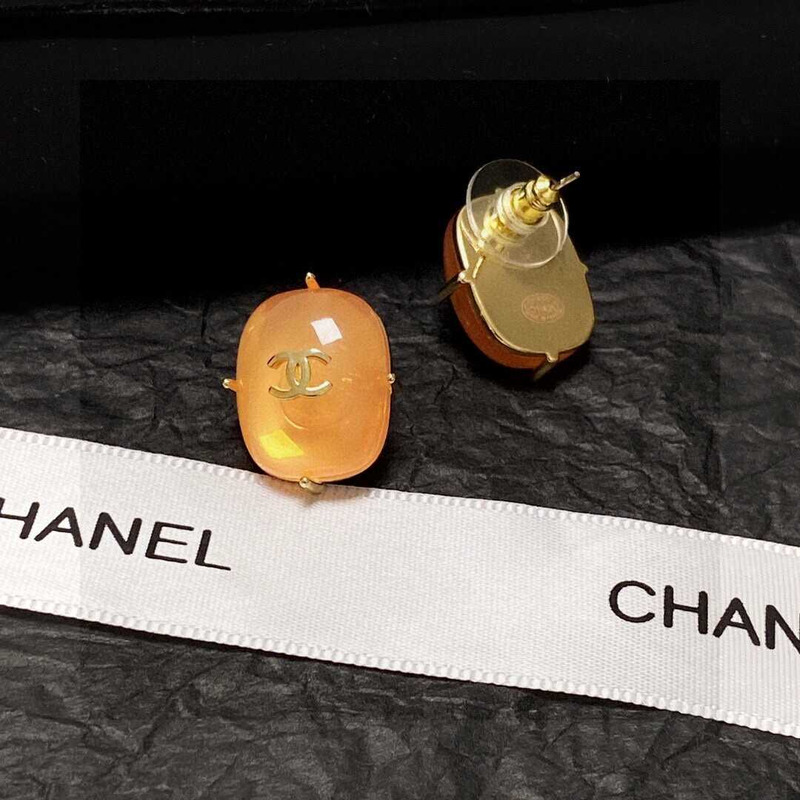 Ch*el cc logo earrings orange tone