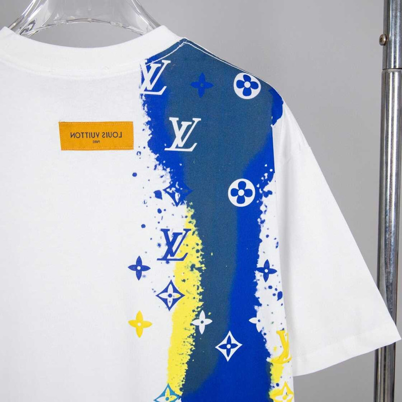 l**is V*t*n monogram splash round neck t-shirt white