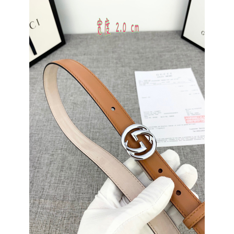 G*u*i leather belt silver brown