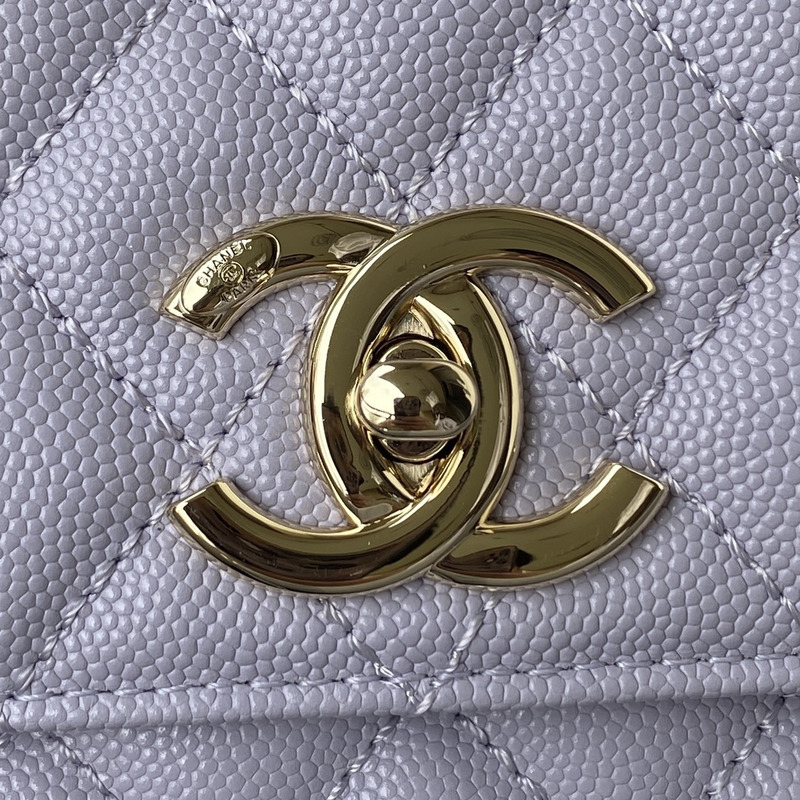 Ch*el caviar quilted coco handle flap light purple