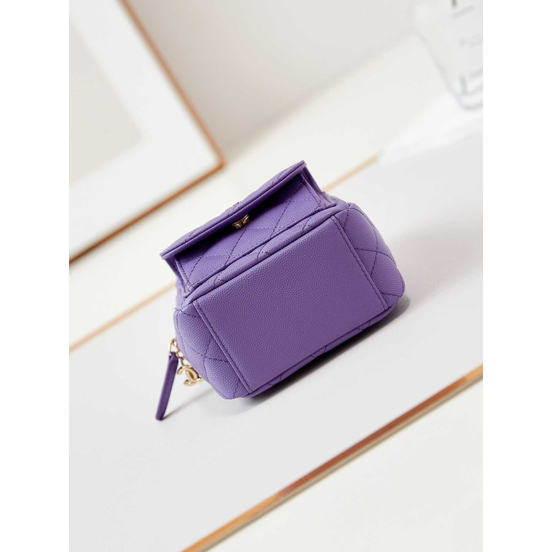 Ch*el caviar quilted cc mini classic backpack purple