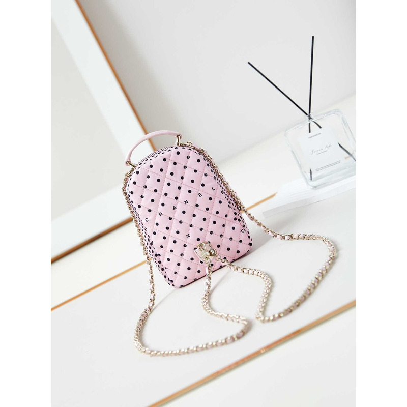 Ch*el logo polka dot backpack in pink