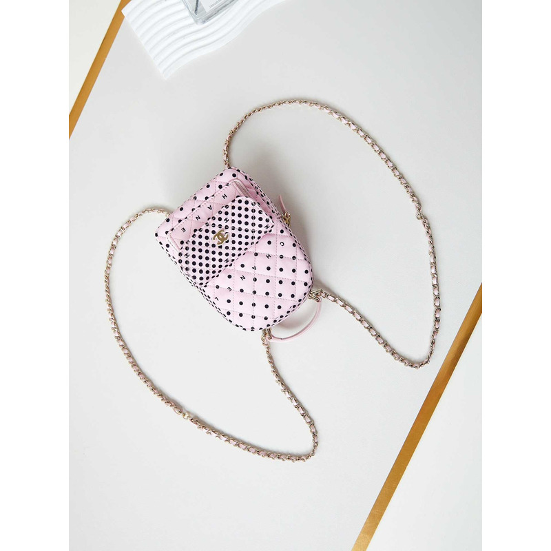 Ch*el logo polka dot backpack in pink