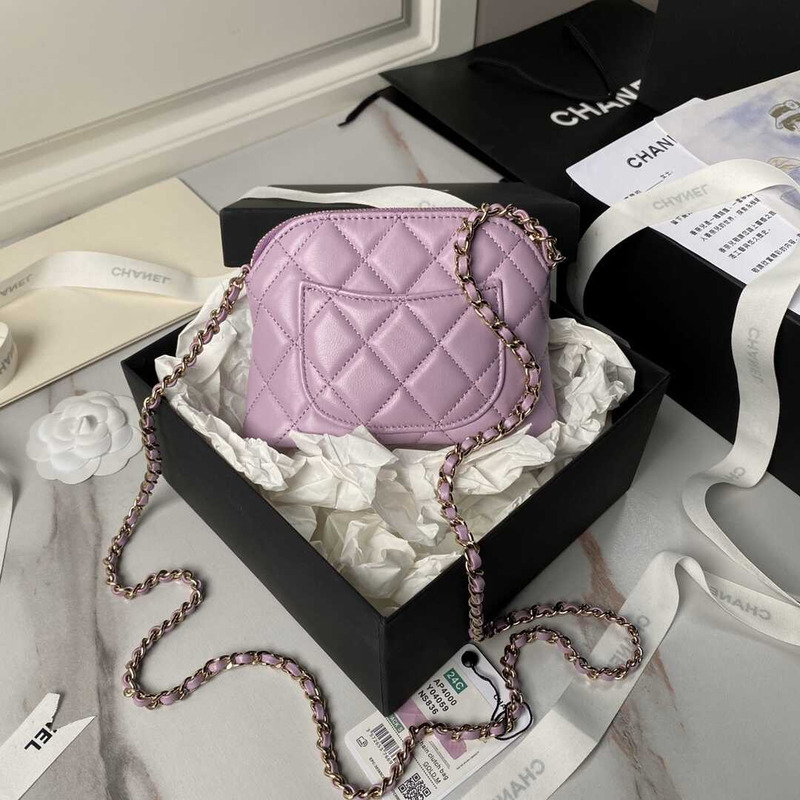 Ch*el classic chain lambskin evening bag purple
