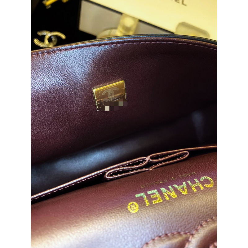 Ch*el large classic lambskin handbag black