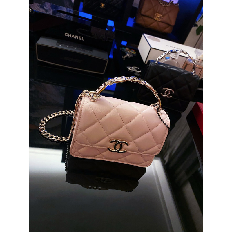 Ch*el coco top handle mini crossbody bag lambskin pink