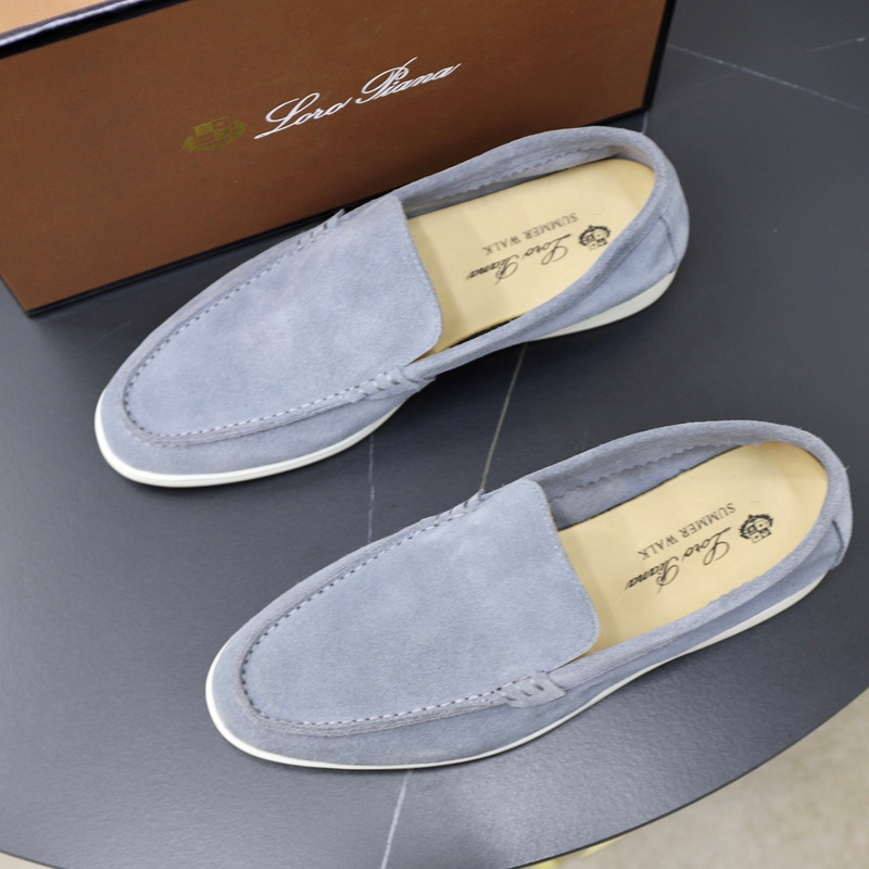 Loro Piana Suede Loafers Grey Blue