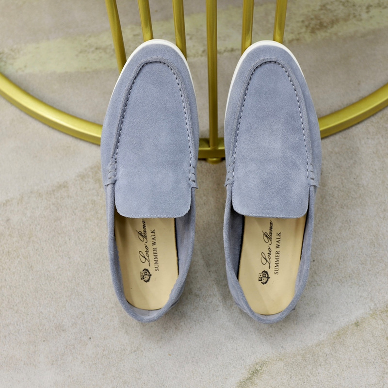 Loro Piana Suede Loafers Grey Blue