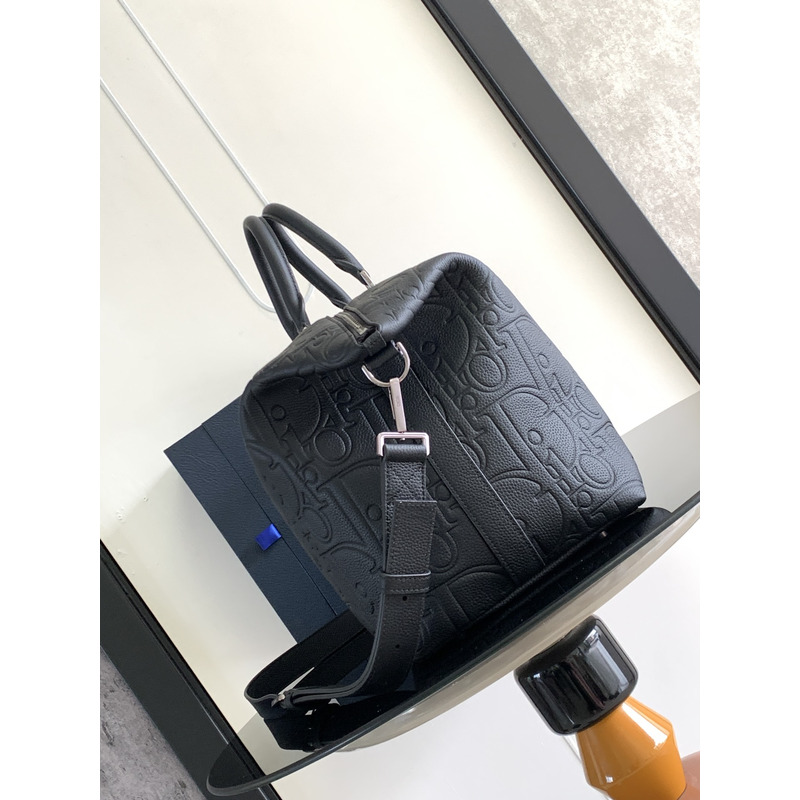 D*or weekender 40 gravity leather and  grained calfskinm black