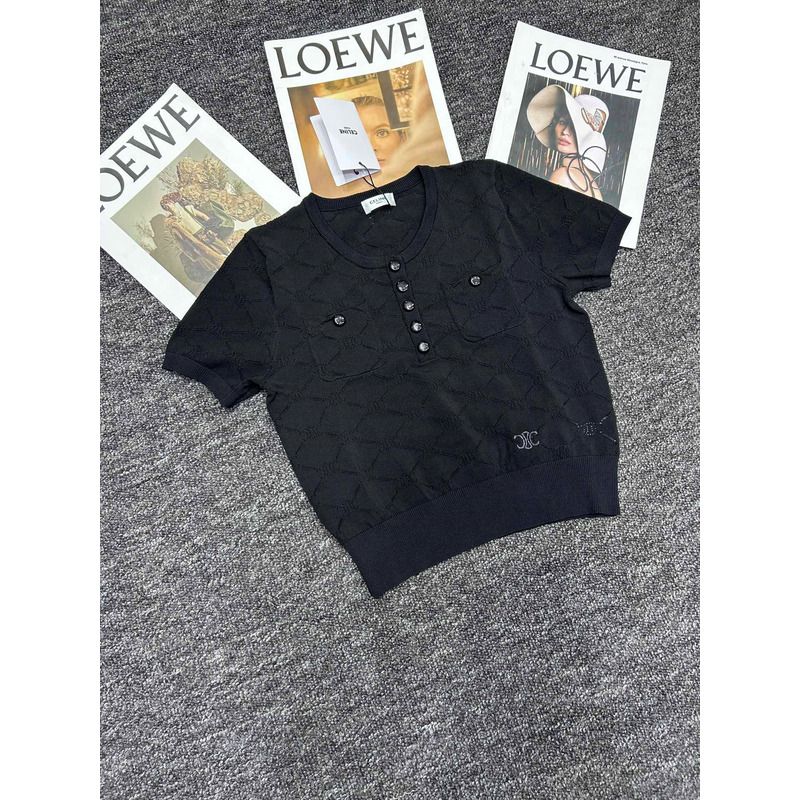 Loewe  Hollow Knit With Embroidered Logo Iconic Button Black