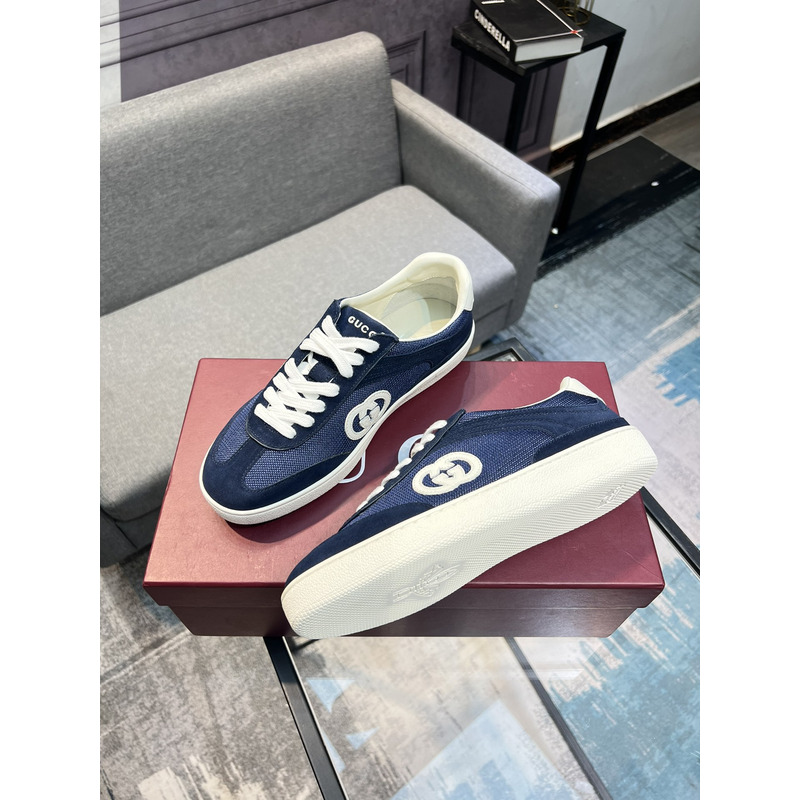 G*u*i panelled suede sneakers featuring mesh detailing