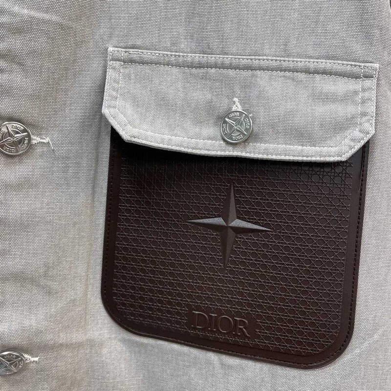 D*or x stone island cotton canvas jacket dark beige
