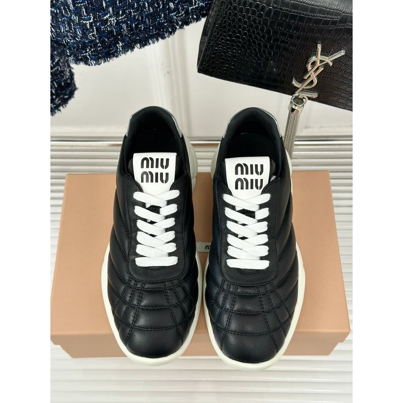 Miu Miu High Trainers In Quilted Nappa In Black