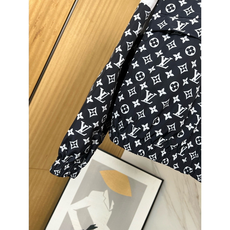l**is V*t*n monogram printed technical track top navy blue