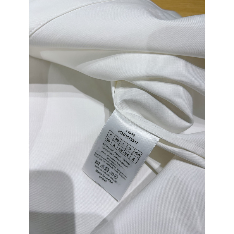 D*or belted shirtdress ecru cotton and silk poplin white