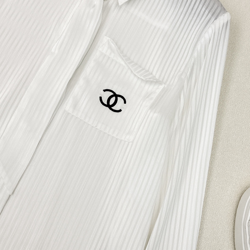 Ch*el blouse with silk blend white