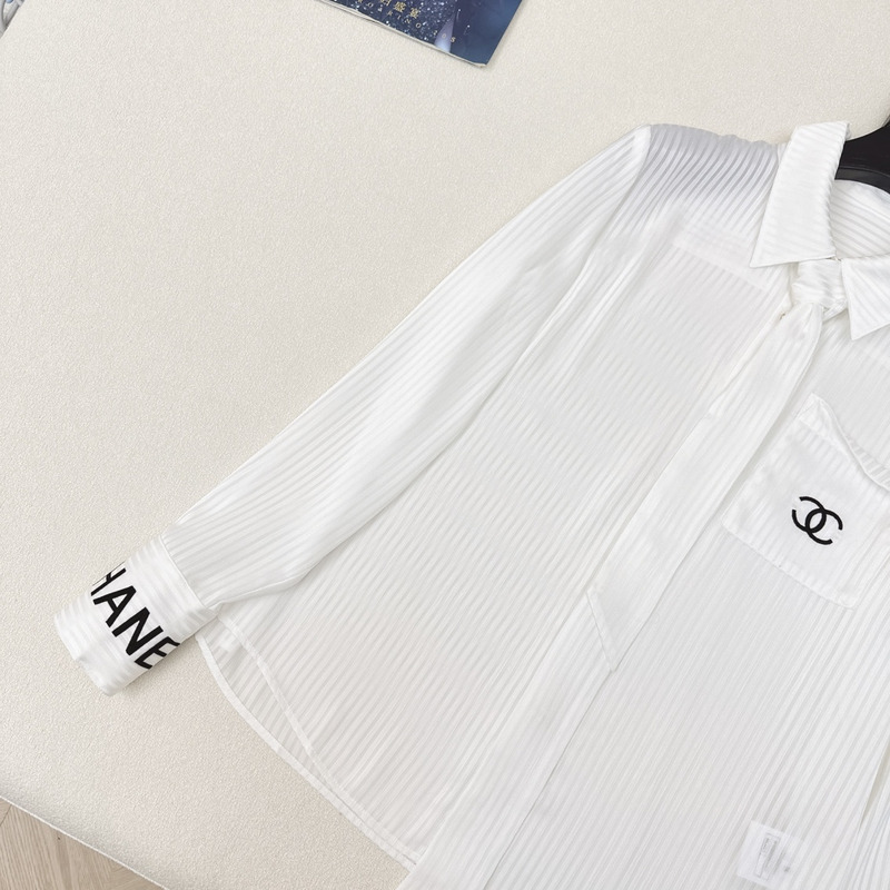 Ch*el blouse with silk blend white