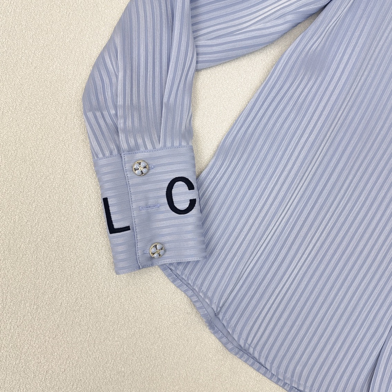 Ch*el blouse with silk blend blue