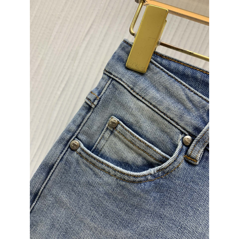 Ch*el jeans washed denim blue