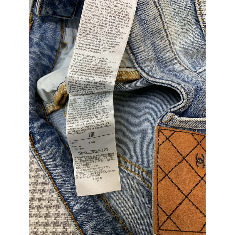 Ch*el jeans washed denim blue
