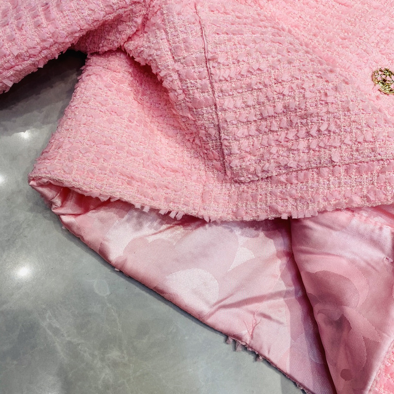 Ch*el jacket cotton tweed pink