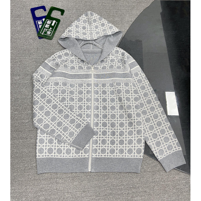 D*or reversible zipped cardigan with hood gray