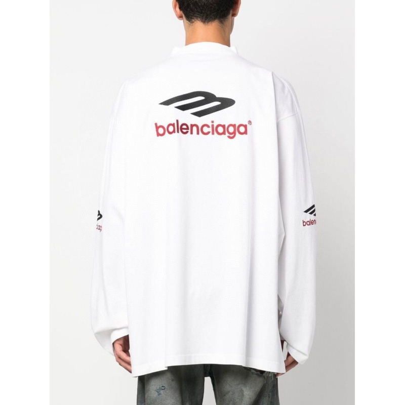 Ba*len*cia*ga 3b sports icon long sleeve t-shirt in white