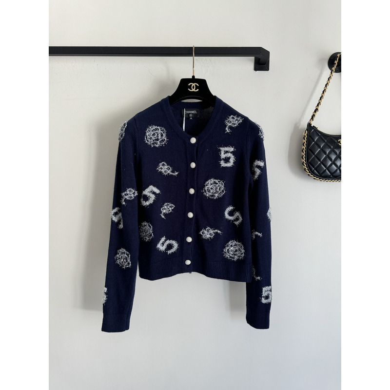 Ch*el camellia cardigan in dark blue