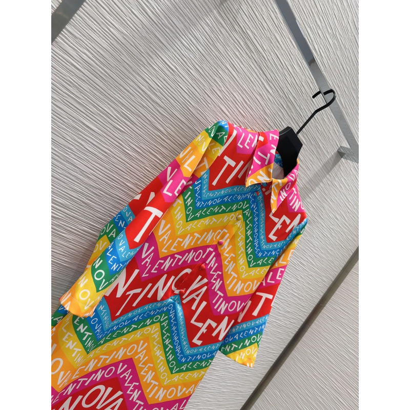 Valentino Chevron 24 Popeline Short Dress Multicolour