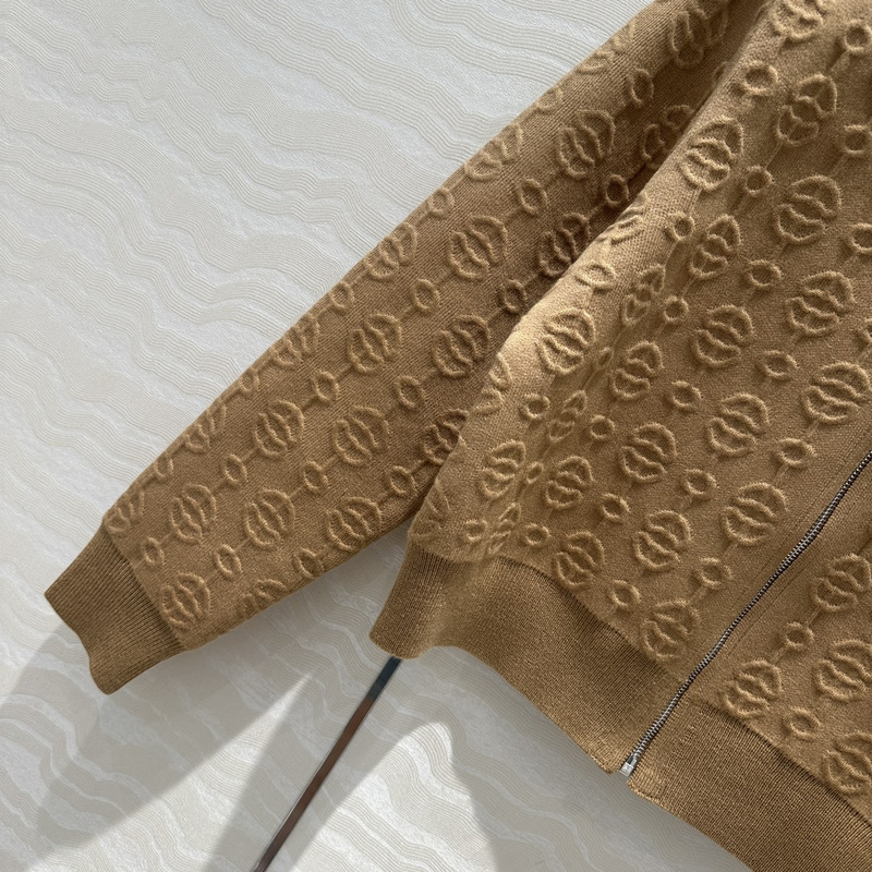 H**mes torsades cliquetis unies zipped jacket in brown