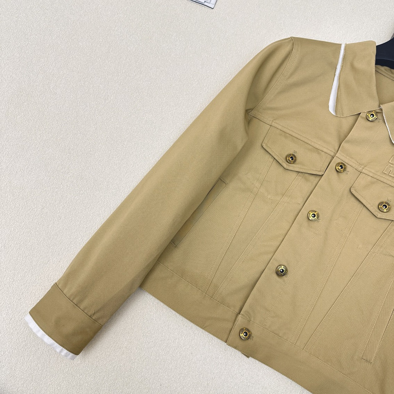Miu Miu Logo Chino Jacket  In Khaki
