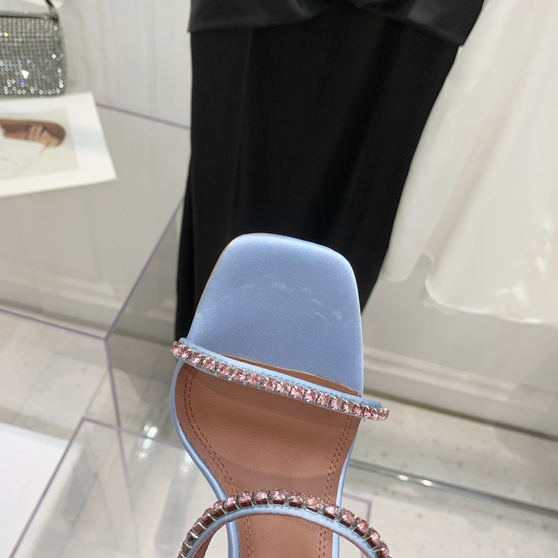Amina Muaddi Gilda Slipper Blue and Pink Crystals