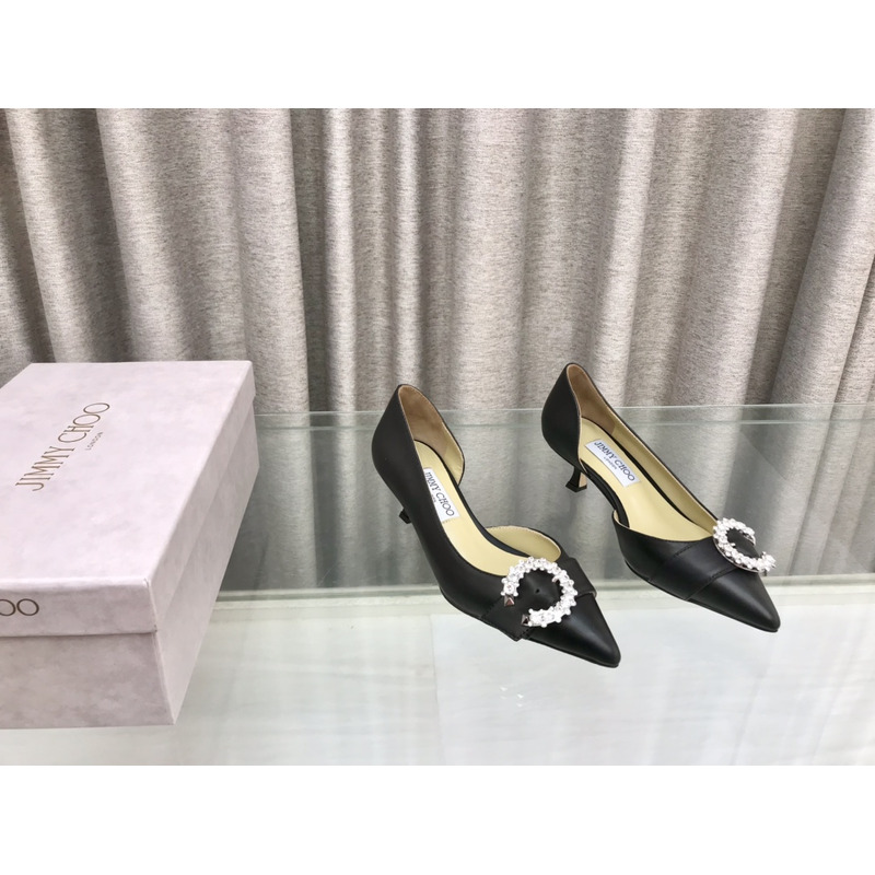 Jimmy Choo Melva Dorsay 50mm leather pumps Black
