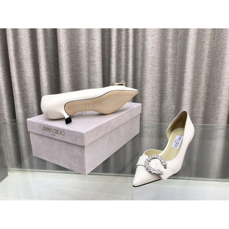 Jimmy Choo Melva Dorsay 50mm leather pumps White