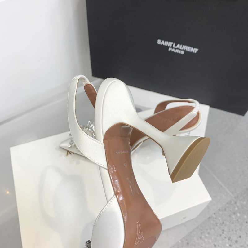 Amina Muaddi  Begum Sling Silver Mirror White