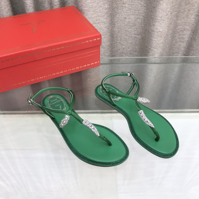Rene Caovilla Serpente Green Thong Sandal 10