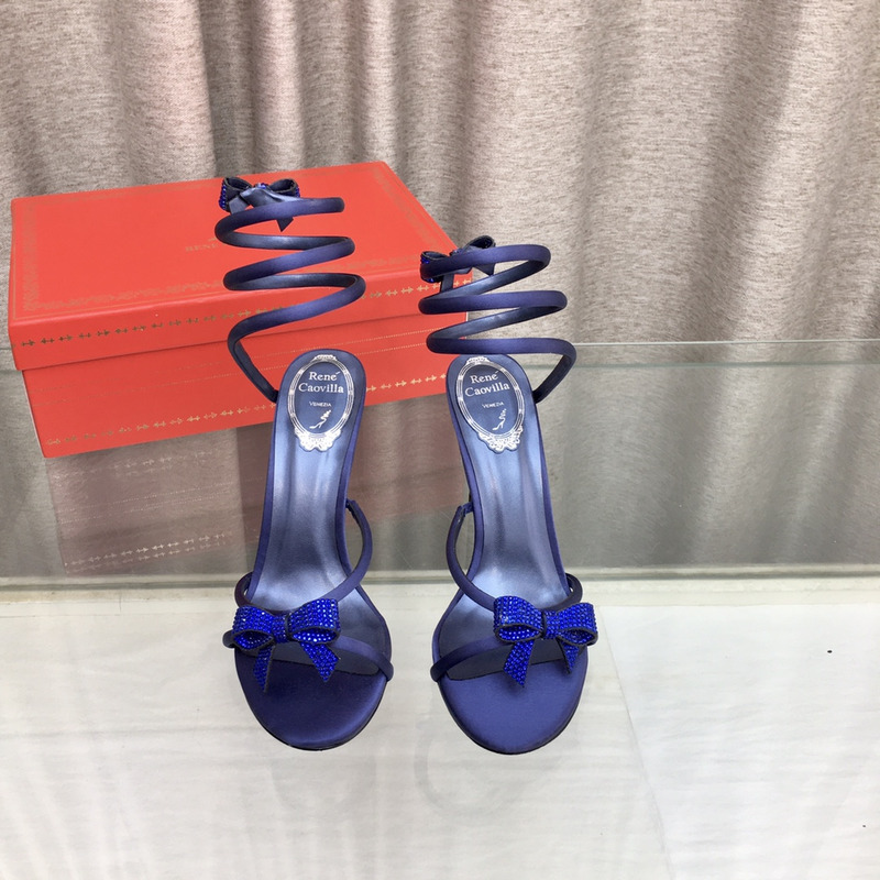 Rene Caovilla Cleo Bow Sandals 105 Midnight Blue
