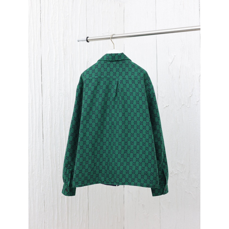 G*u*i gg wool flannel padded overshirt in green