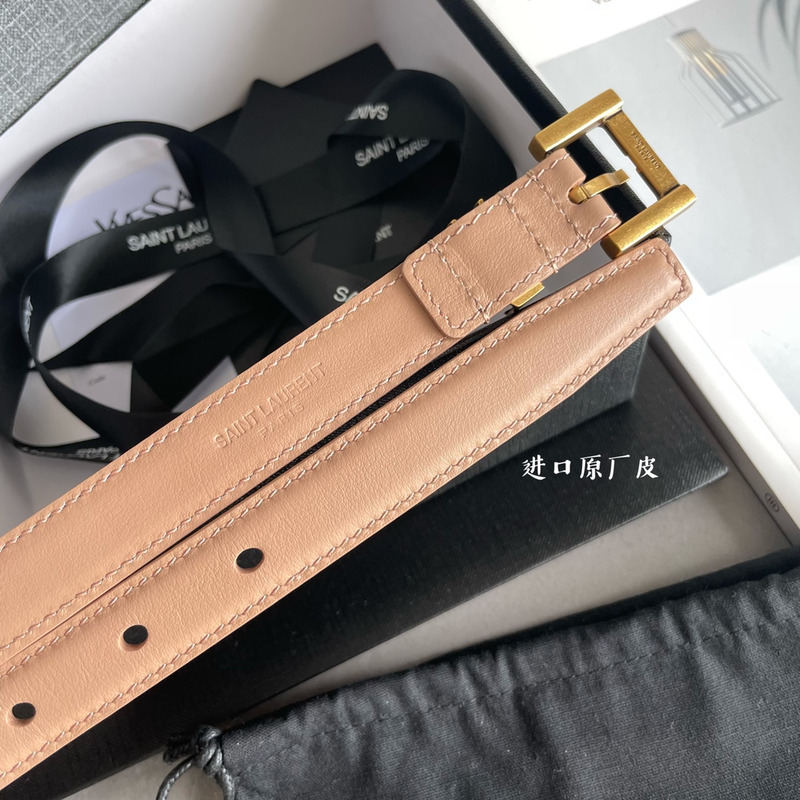 Saint Laurent Cassandre Thin Belt Beige