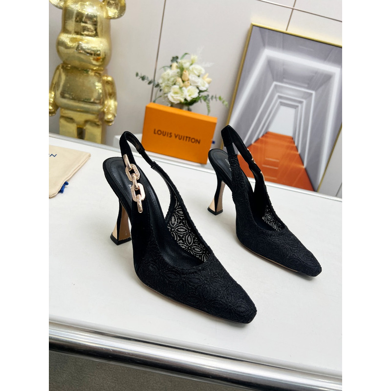 l**is V*t*n lace sandals heels in black