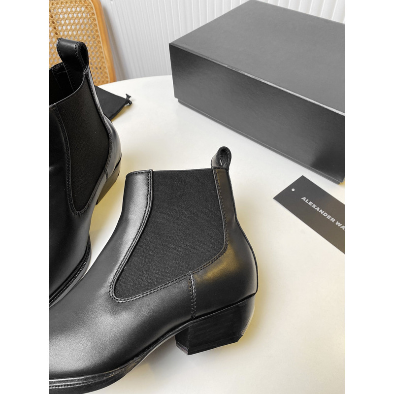 Alexander Wang Slick Smooth Leather Ankle Boot Black